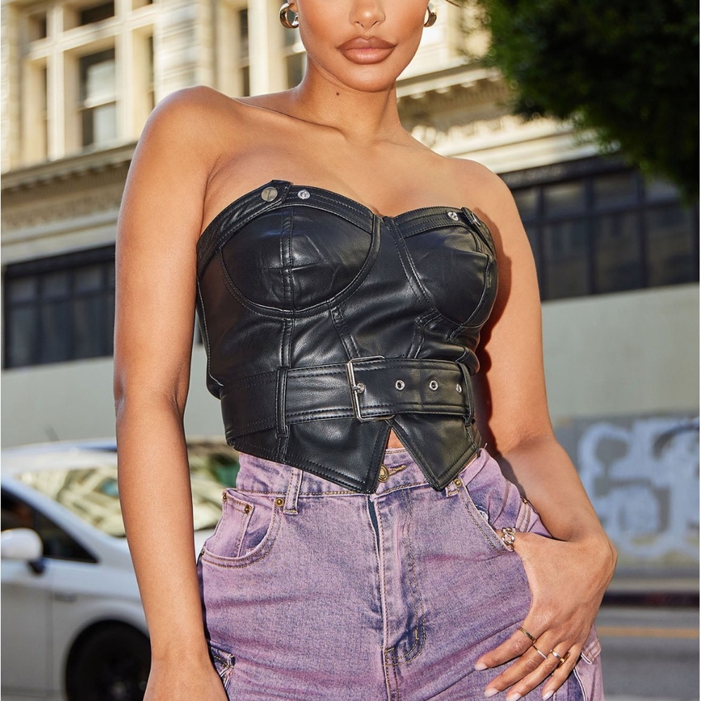 Faux leather corset top